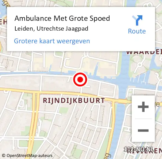 Locatie op kaart van de 112 melding: Ambulance Met Grote Spoed Naar Leiden, Utrechtse Jaagpad op 13 februari 2024 23:36