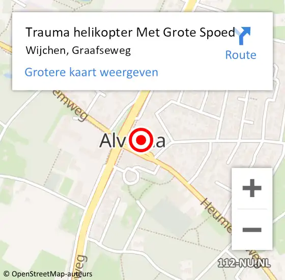 Locatie op kaart van de 112 melding: Trauma helikopter Met Grote Spoed Naar Wijchen, Graafseweg op 13 februari 2024 23:46