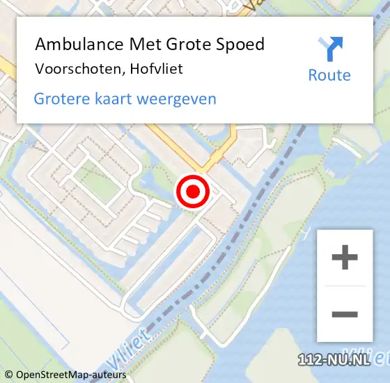 Locatie op kaart van de 112 melding: Ambulance Met Grote Spoed Naar Voorschoten, Hofvliet op 14 februari 2024 00:09