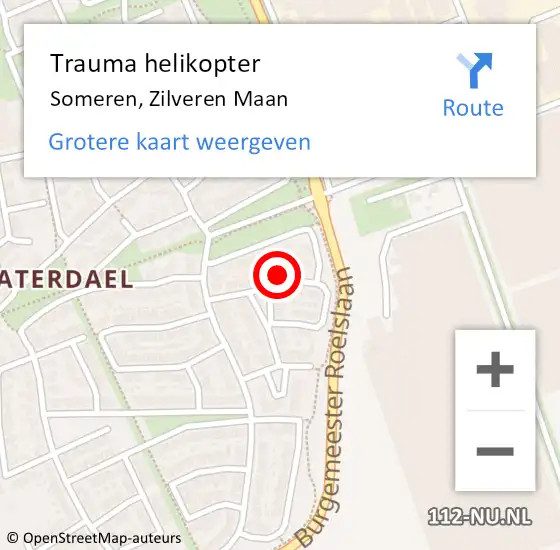 Locatie op kaart van de 112 melding: Trauma helikopter Someren, Zilveren Maan op 14 februari 2024 02:43