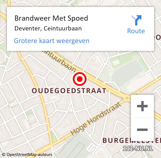 Locatie op kaart van de 112 melding: Brandweer Met Spoed Naar Deventer, Ceintuurbaan op 14 februari 2024 03:40