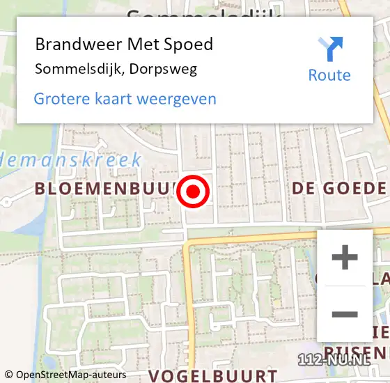 Locatie op kaart van de 112 melding: Brandweer Met Spoed Naar Sommelsdijk, Dorpsweg op 14 februari 2024 06:41