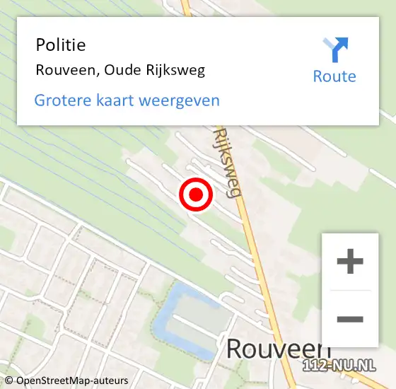 Locatie op kaart van de 112 melding: Politie Rouveen, Oude Rijksweg op 14 februari 2024 07:05