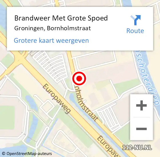 Locatie op kaart van de 112 melding: Brandweer Met Grote Spoed Naar Groningen, Bornholmstraat op 14 februari 2024 07:33