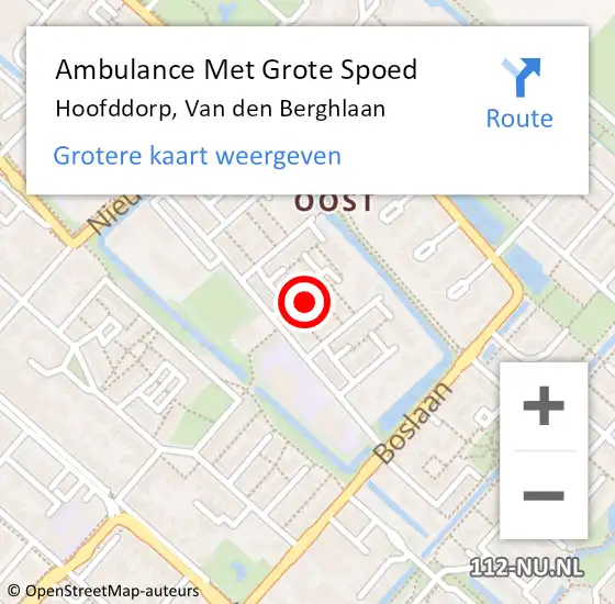 Locatie op kaart van de 112 melding: Ambulance Met Grote Spoed Naar Hoofddorp, Van den Berghlaan op 14 februari 2024 08:14