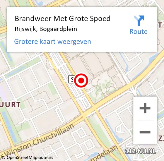 Locatie op kaart van de 112 melding: Brandweer Met Grote Spoed Naar Rijswijk, Bogaardplein op 14 februari 2024 08:53