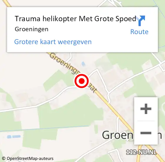 Locatie op kaart van de 112 melding: Trauma helikopter Met Grote Spoed Naar Groeningen op 14 februari 2024 08:59
