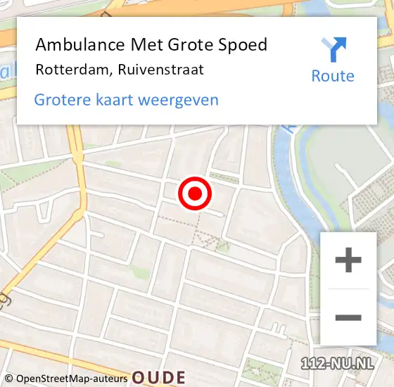 Locatie op kaart van de 112 melding: Ambulance Met Grote Spoed Naar Rotterdam, Ruivenstraat op 14 februari 2024 09:23