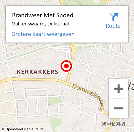 Locatie op kaart van de 112 melding: Brandweer Met Spoed Naar Valkenswaard, Dijkstraat op 14 februari 2024 09:26