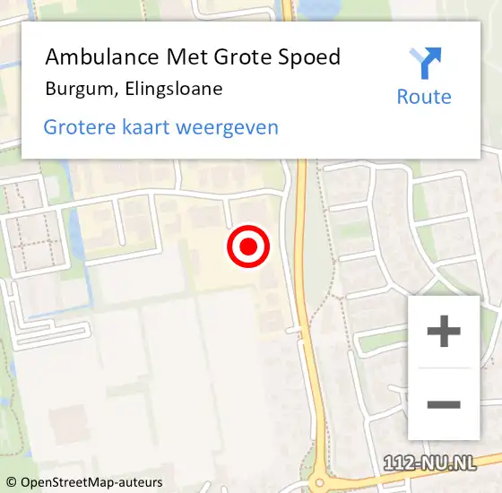 Locatie op kaart van de 112 melding: Ambulance Met Grote Spoed Naar Burgum, Elingsloane op 14 februari 2024 09:46