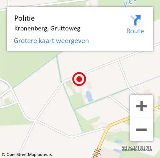 Locatie op kaart van de 112 melding: Politie Kronenberg, Gruttoweg op 14 februari 2024 10:55