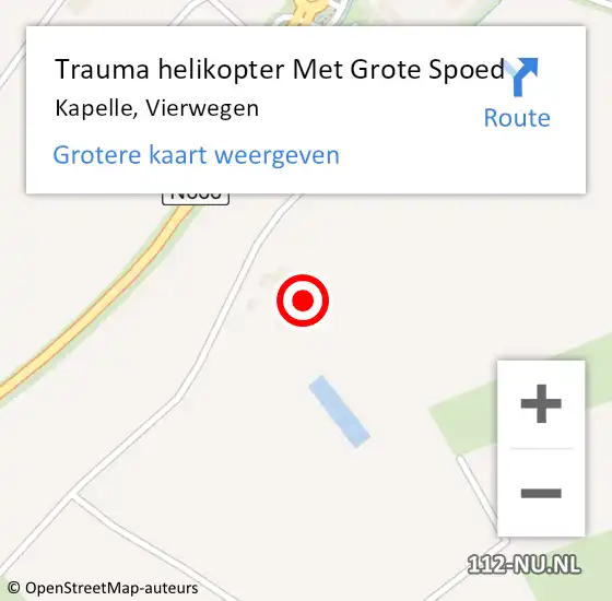 Locatie op kaart van de 112 melding: Trauma helikopter Met Grote Spoed Naar Kapelle, Vierwegen op 14 februari 2024 11:38
