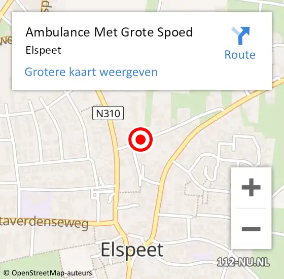 Locatie op kaart van de 112 melding: Ambulance Met Grote Spoed Naar Elspeet op 14 februari 2024 11:56