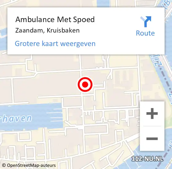 Locatie op kaart van de 112 melding: Ambulance Met Spoed Naar Zaandam, Kruisbaken op 14 februari 2024 12:07