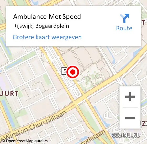 Locatie op kaart van de 112 melding: Ambulance Met Spoed Naar Rijswijk, Bogaardplein op 14 februari 2024 12:44