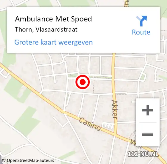 Locatie op kaart van de 112 melding: Ambulance Met Spoed Naar Thorn, Vlasaardstraat op 14 februari 2024 12:47