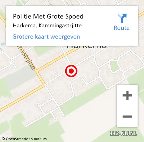 Locatie op kaart van de 112 melding: Politie Met Grote Spoed Naar Harkema, Kammingastrjitte op 14 februari 2024 14:00