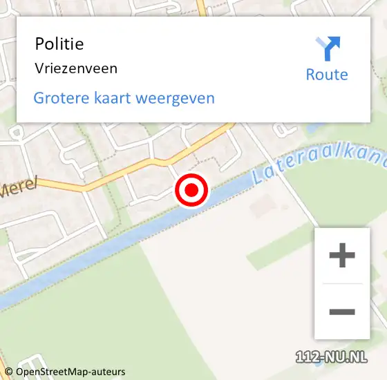 Locatie op kaart van de 112 melding: Politie Vriezenveen op 14 februari 2024 16:03