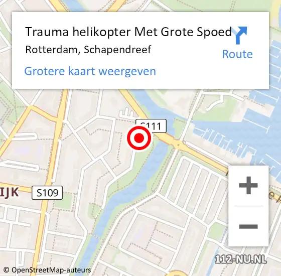 Locatie op kaart van de 112 melding: Trauma helikopter Met Grote Spoed Naar Rotterdam, Schapendreef op 14 februari 2024 16:16