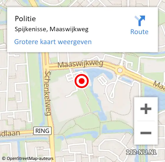 Locatie op kaart van de 112 melding: Politie Spijkenisse, Maaswijkweg op 14 februari 2024 16:31