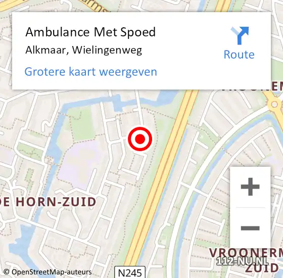 Locatie op kaart van de 112 melding: Ambulance Met Spoed Naar Alkmaar, Wielingenweg op 14 februari 2024 17:00