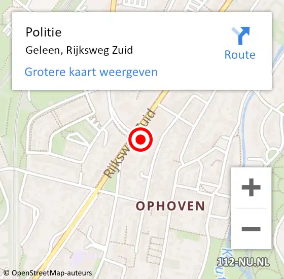 Locatie op kaart van de 112 melding: Politie Geleen, Rijksweg Zuid op 14 februari 2024 17:21
