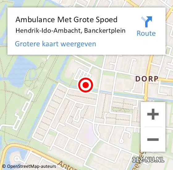 Locatie op kaart van de 112 melding: Ambulance Met Grote Spoed Naar Hendrik-Ido-Ambacht, Banckertplein op 14 februari 2024 17:42