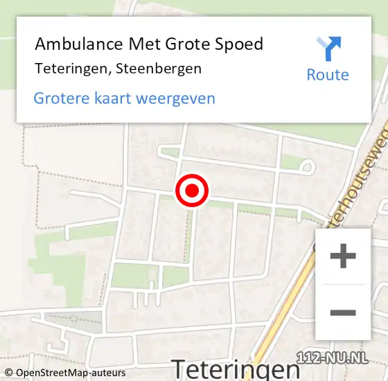 Locatie op kaart van de 112 melding: Ambulance Met Grote Spoed Naar Teteringen, Steenbergen op 14 februari 2024 17:42