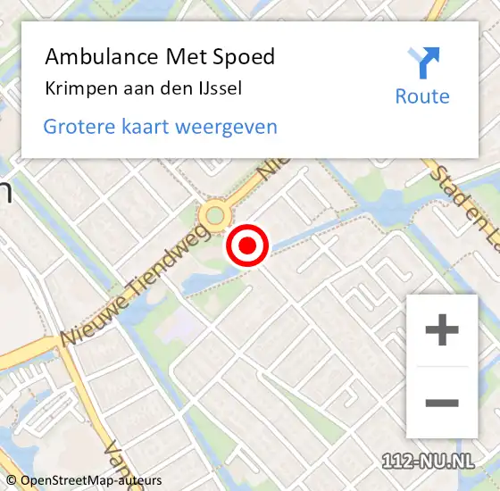 Locatie op kaart van de 112 melding: Ambulance Met Spoed Naar Krimpen aan den IJssel op 14 februari 2024 18:31