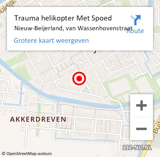 Locatie op kaart van de 112 melding: Trauma helikopter Met Spoed Naar Nieuw-Beijerland, van Wassenhovenstraat op 14 februari 2024 18:43