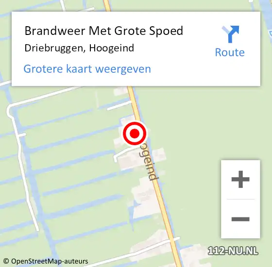 Locatie op kaart van de 112 melding: Brandweer Met Grote Spoed Naar Driebruggen, Hoogeind op 14 februari 2024 18:51