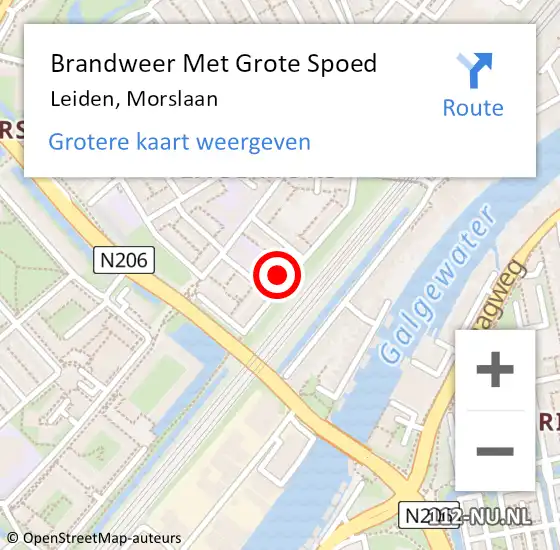 Locatie op kaart van de 112 melding: Brandweer Met Grote Spoed Naar Leiden, Morslaan op 14 februari 2024 19:38