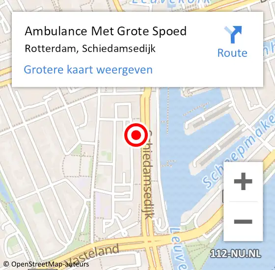 Locatie op kaart van de 112 melding: Ambulance Met Grote Spoed Naar Rotterdam, Schiedamsedijk op 14 februari 2024 20:05