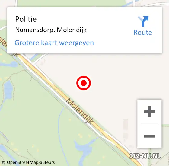 Locatie op kaart van de 112 melding: Politie Numansdorp, Molendijk op 14 februari 2024 20:14
