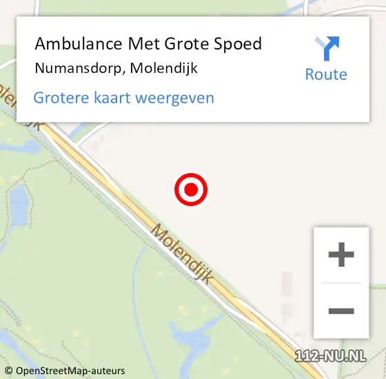 Locatie op kaart van de 112 melding: Ambulance Met Grote Spoed Naar Numansdorp, Molendijk op 14 februari 2024 20:14