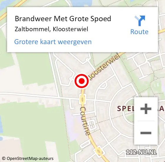 Locatie op kaart van de 112 melding: Brandweer Met Grote Spoed Naar Zaltbommel, Kloosterwiel op 14 februari 2024 20:33