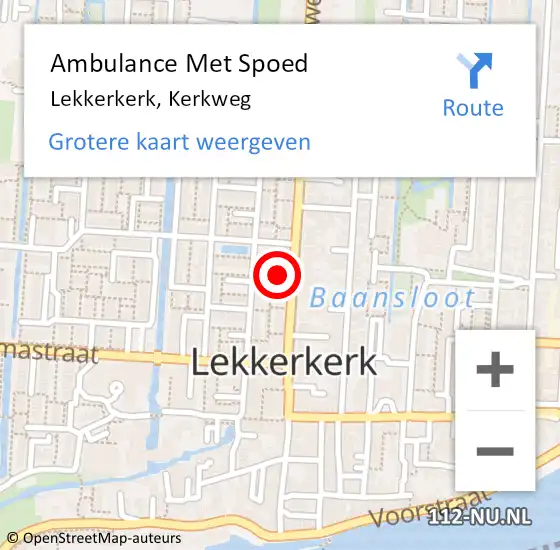 Locatie op kaart van de 112 melding: Ambulance Met Spoed Naar Lekkerkerk, Kerkweg op 14 februari 2024 20:59