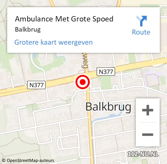 Locatie op kaart van de 112 melding: Ambulance Met Grote Spoed Naar Balkbrug op 14 februari 2024 21:02