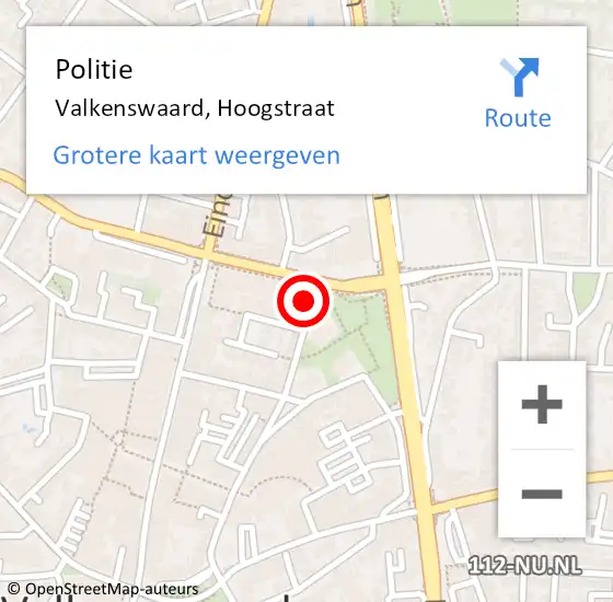 Locatie op kaart van de 112 melding: Politie Valkenswaard, Hoogstraat op 14 februari 2024 21:15