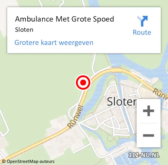 Locatie op kaart van de 112 melding: Ambulance Met Grote Spoed Naar Sloten op 14 februari 2024 21:23