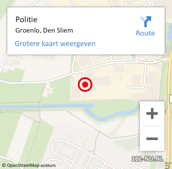 Locatie op kaart van de 112 melding: Politie Groenlo, Den Sliem op 14 februari 2024 21:27