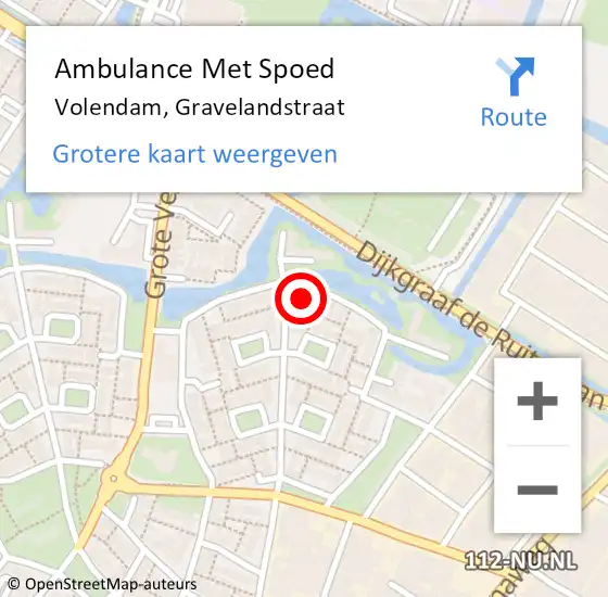 Locatie op kaart van de 112 melding: Ambulance Met Spoed Naar Volendam, Gravelandstraat op 14 februari 2024 21:50