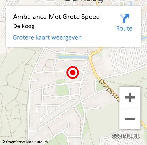 Locatie op kaart van de 112 melding: Ambulance Met Grote Spoed Naar De Koog op 14 februari 2024 23:04