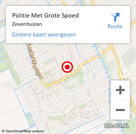 Locatie op kaart van de 112 melding: Politie Met Grote Spoed Naar Zevenhuizen op 15 februari 2024 00:00