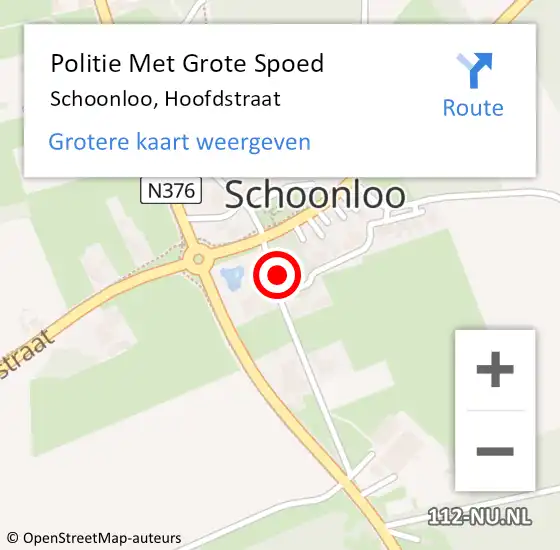 Locatie op kaart van de 112 melding: Politie Met Grote Spoed Naar Schoonloo, Hoofdstraat op 15 februari 2024 00:13