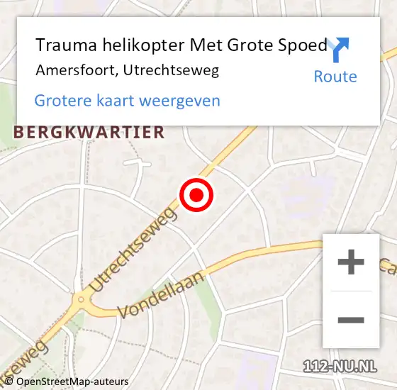 Locatie op kaart van de 112 melding: Trauma helikopter Met Grote Spoed Naar Amersfoort, Utrechtseweg op 15 februari 2024 00:18