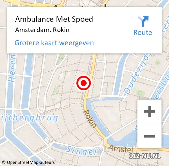 Locatie op kaart van de 112 melding: Ambulance Met Spoed Naar Amsterdam, Rokin op 15 februari 2024 00:46