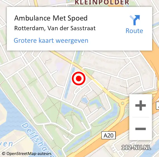 Locatie op kaart van de 112 melding: Ambulance Met Spoed Naar Rotterdam, Van der Sasstraat op 15 februari 2024 00:50