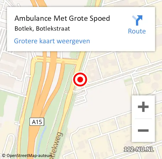 Locatie op kaart van de 112 melding: Ambulance Met Grote Spoed Naar Botlek, Botlekstraat op 15 februari 2024 00:57