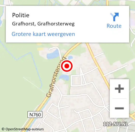 Locatie op kaart van de 112 melding: Politie Grafhorst, Grafhorsterweg op 15 februari 2024 05:55